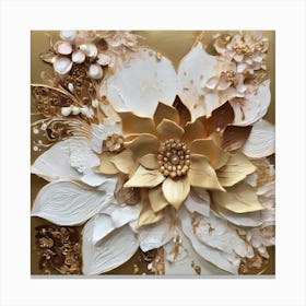 Flowers in gold 11 Canvas Print