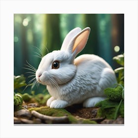 White Rabbit In The Forest 5 Canvas Print