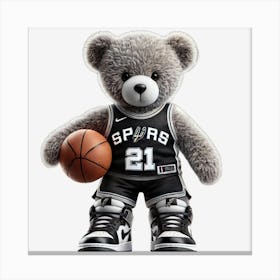 San Antonio Spurs Teddy Bear Canvas Print