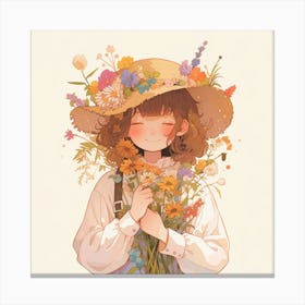 Girl With Flowers Canvas Print