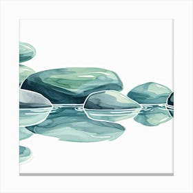 Watercolor Rocks In The Water Canvas Print