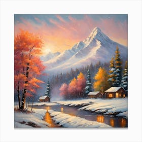 Cabin In The Snow Canvas Print