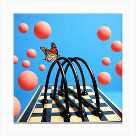 Butterfly On A Chess Board 18 Canvas Print