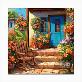 House With Flowers Canvas Print