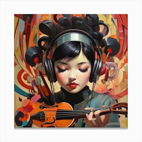 Asian Girl Playing Violin Canvas Print