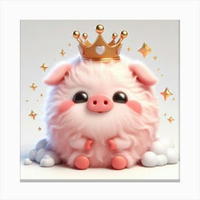 Cute Pig With Crown 1 Canvas Print