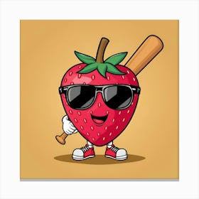 Strawberry With Baseball Bat Canvas Print