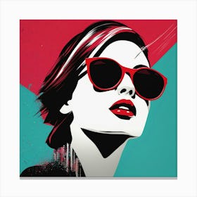 Lady In Red Sunglasses Canvas Print