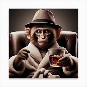 Monkey With A Glass Of Whiskey 1 Canvas Print