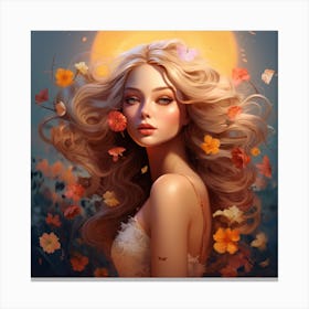 Beautiful Girl With Flowers Canvas Print