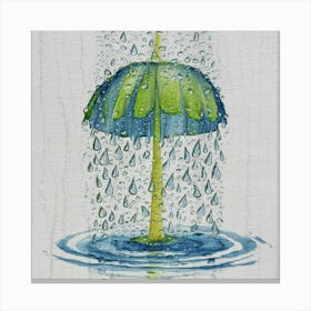 Umbrella In The Rain Canvas Print