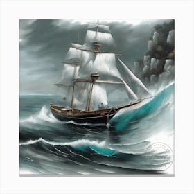 Ship In Rough Sea 45 Canvas Print