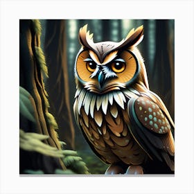 Owl In The Forest 24 Canvas Print