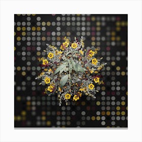 Vintage Commelina Zanonia Flower Wreath on Dot Bokeh Pattern n.0150 Canvas Print