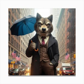 Wolf In A Suit Canvas Print