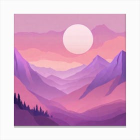 Misty mountains background in purple tone 107 Canvas Print