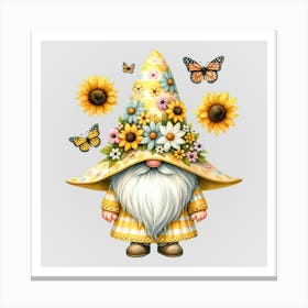 Watercolor Sunflower Gnomes 5 Canvas Print