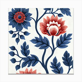 Blue And Red Flowers Canvas Print