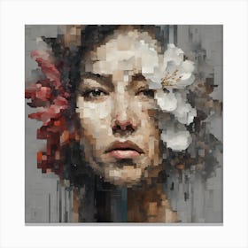 Pixelated Portrait Of A Woman Canvas Print