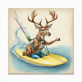 Deer Surfing 1 Canvas Print