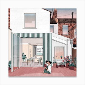 Illustration of a House in London Canvas Print