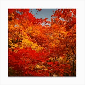 Firefly Autumn Leaves In Blaze Fiery Reds, Oranges, And Yellows Of Fall Foliage Canvas Print