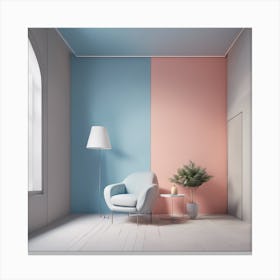 Pink And Blue Living Room Canvas Print