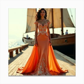 Orange Wedding Dress 3 Canvas Print