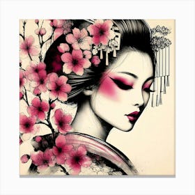 Japan Traditional Geisha Illustration By Ad 64 Canvas Print