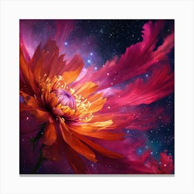 Bright Flower With Background Galaxy Canvas Print