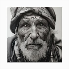 Old Man Black & White Canvas Print