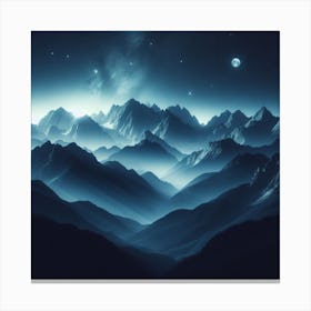 Mountain Landscape At Night Canvas Print