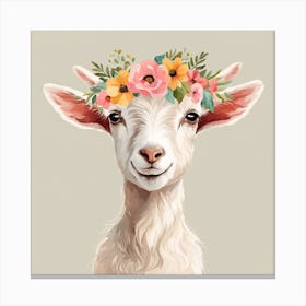 Floral Baby Goat Nursery Illustration (22) Canvas Print