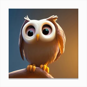 Cute Brown Owl 3d Illustration Canvas Print