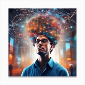 Man With Brain In His Head Canvas Print