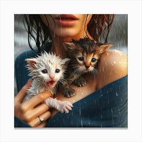 Kittens In The Rain 8 Canvas Print