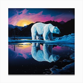 Polar Bear At Night Canvas Print