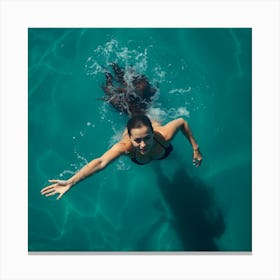 Mermaid In The Water Canvas Print