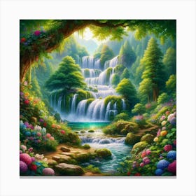 Waterfall In The Forest 28 Canvas Print