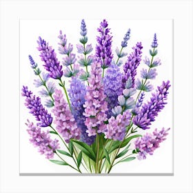 Watercolor Lavender Flowers Canvas Print