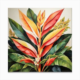 Flower Motif Painting Heliconia Art Print Canvas Print