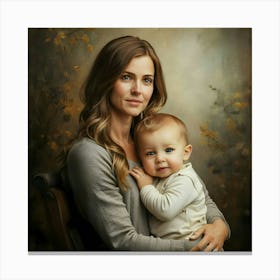 Portrait Of A Mother And Baby Happy Mother's Day 1 Canvas Print