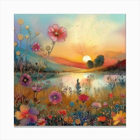 Sunset In The Garden Canvas Print