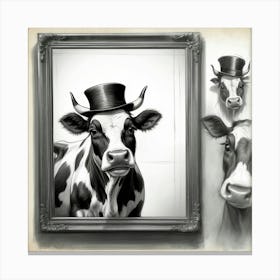 Cow In Top Hat 3 Canvas Print