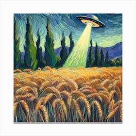 Aliens In The Wheat Field 3 Canvas Print