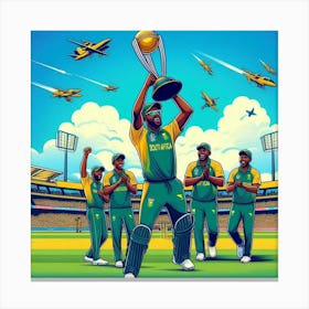 Cricket Team Holding The Trophy Canvas Print