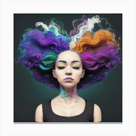 Woman With Colorful Hair Canvas Print