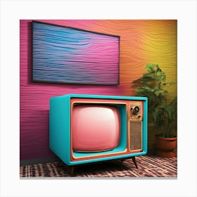 Pink Retro Tv Canvas Print