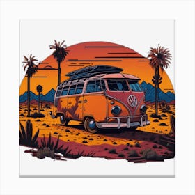 Vw Bus In The Desert Canvas Print
