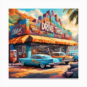 Drive-Thru Coffee Shop Near The Beach Canvas Print